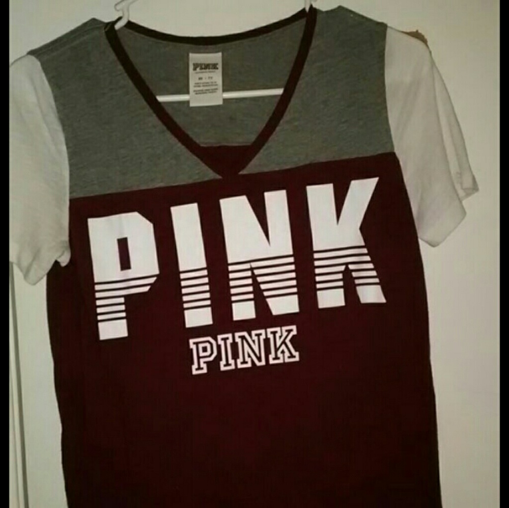 PINK V-neck T-Shirt